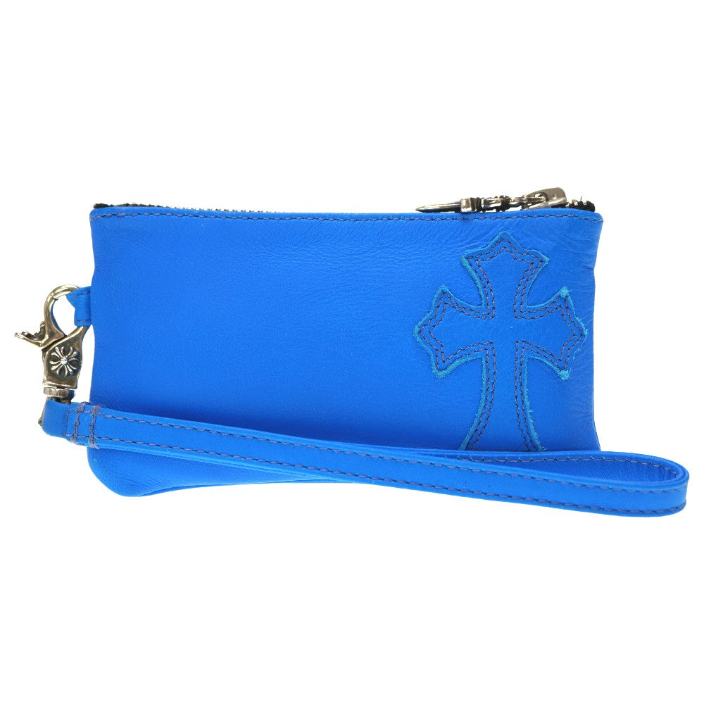 新品同様 クロムハーツ ジッパーチェンジパース ZPR CHG WRISTLET SML コインケース クロスパッチ シルバー925 ブルー 青 0057【中古】CHROME HEARTS