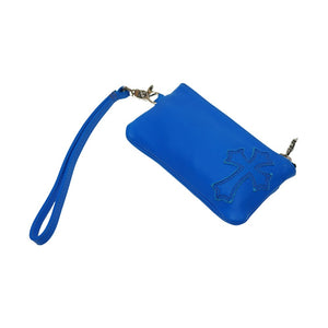 新品同様 クロムハーツ ジッパーチェンジパース ZPR CHG WRISTLET SML コインケース クロスパッチ シルバー925 ブルー 青 0057【中古】CHROME HEARTS