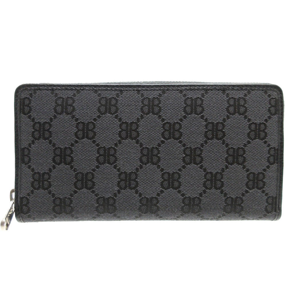 新品同様 バレンシアガ×グッチ 680422 キャンバス ブラック 黒 ラウンドファスナー長財布 財布 0064【中古】BALENCIAGA GUCCI
