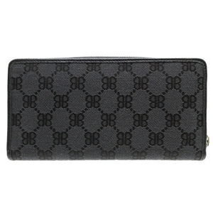 新品同様 バレンシアガ×グッチ 680422 キャンバス ブラック 黒 ラウンドファスナー長財布 財布 0064【中古】BALENCIAGA GUCCI