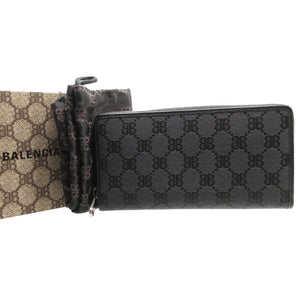 新品同様 バレンシアガ×グッチ 680422 キャンバス ブラック 黒 ラウンドファスナー長財布 財布 0064【中古】BALENCIAGA GUCCI
