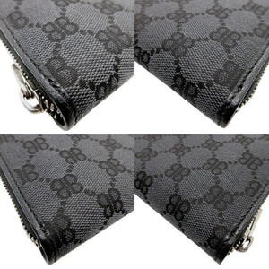 新品同様 バレンシアガ×グッチ 680422 キャンバス ブラック 黒 ラウンドファスナー長財布 財布 0064【中古】BALENCIAGA GUCCI