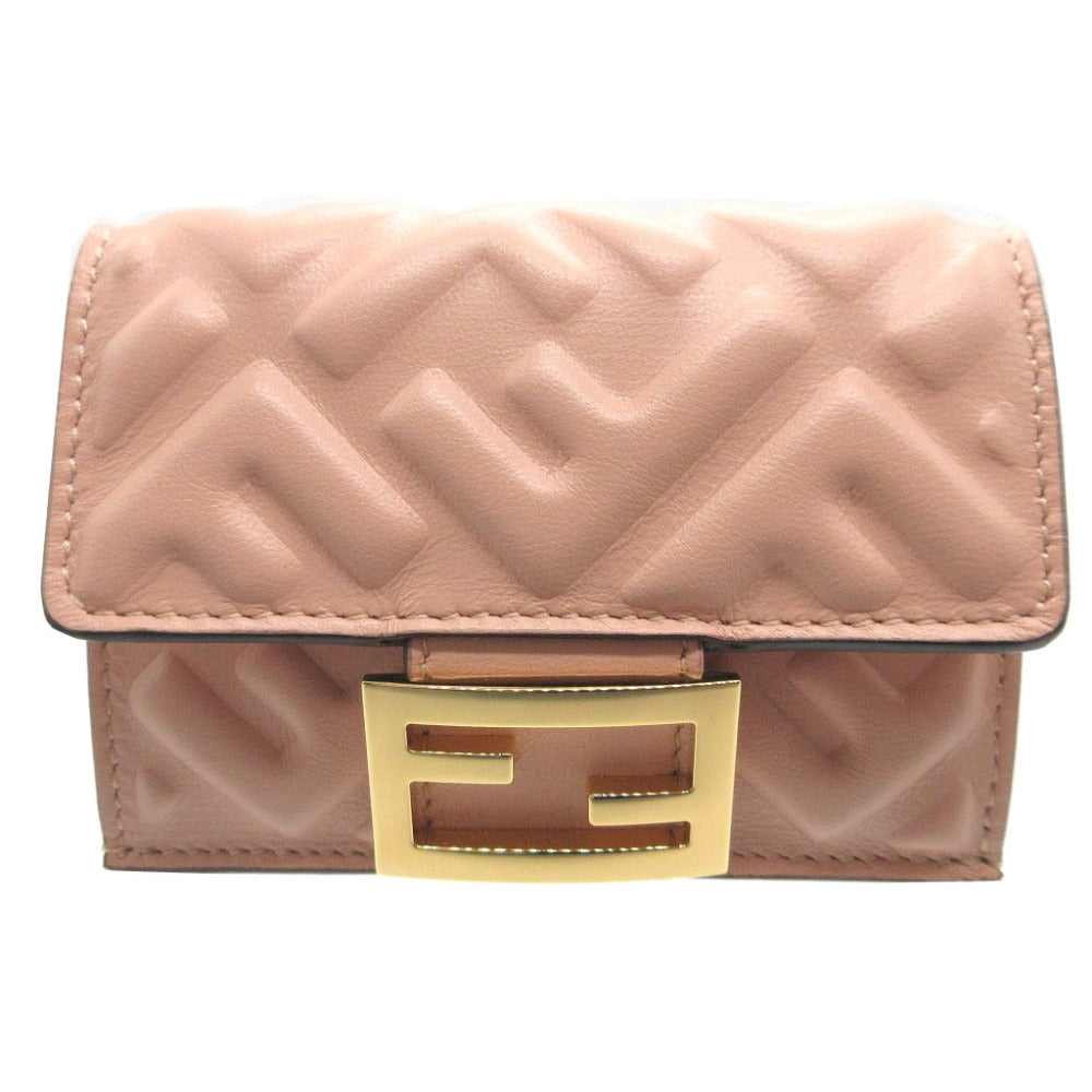 新品同様 フェンディ コンパクトウォレット 8M0395 FFロゴ レザー ピンク 財布 0065【中古】FENDI