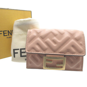 新品同様 フェンディ コンパクトウォレット 8M0395 FFロゴ レザー ピンク 財布 0065【中古】FENDI