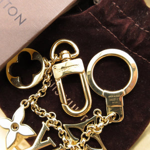 美品 ルイヴィトン チェーン フルール ドゥ モノグラム M65111 メタル ゴールド キーホルダー バッグチャーム 0070【中古】LOUIS VUITTON