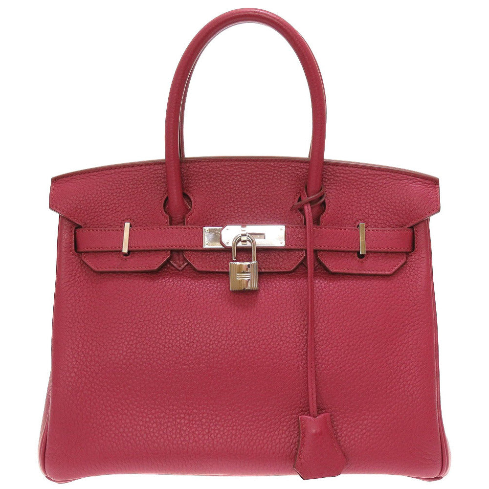 美品 エルメス バーキン30 トリヨンクレマンス ルビー シルバー金具 □N刻印 ハンドバッグ バッグ 0077 【中古】 HERMES