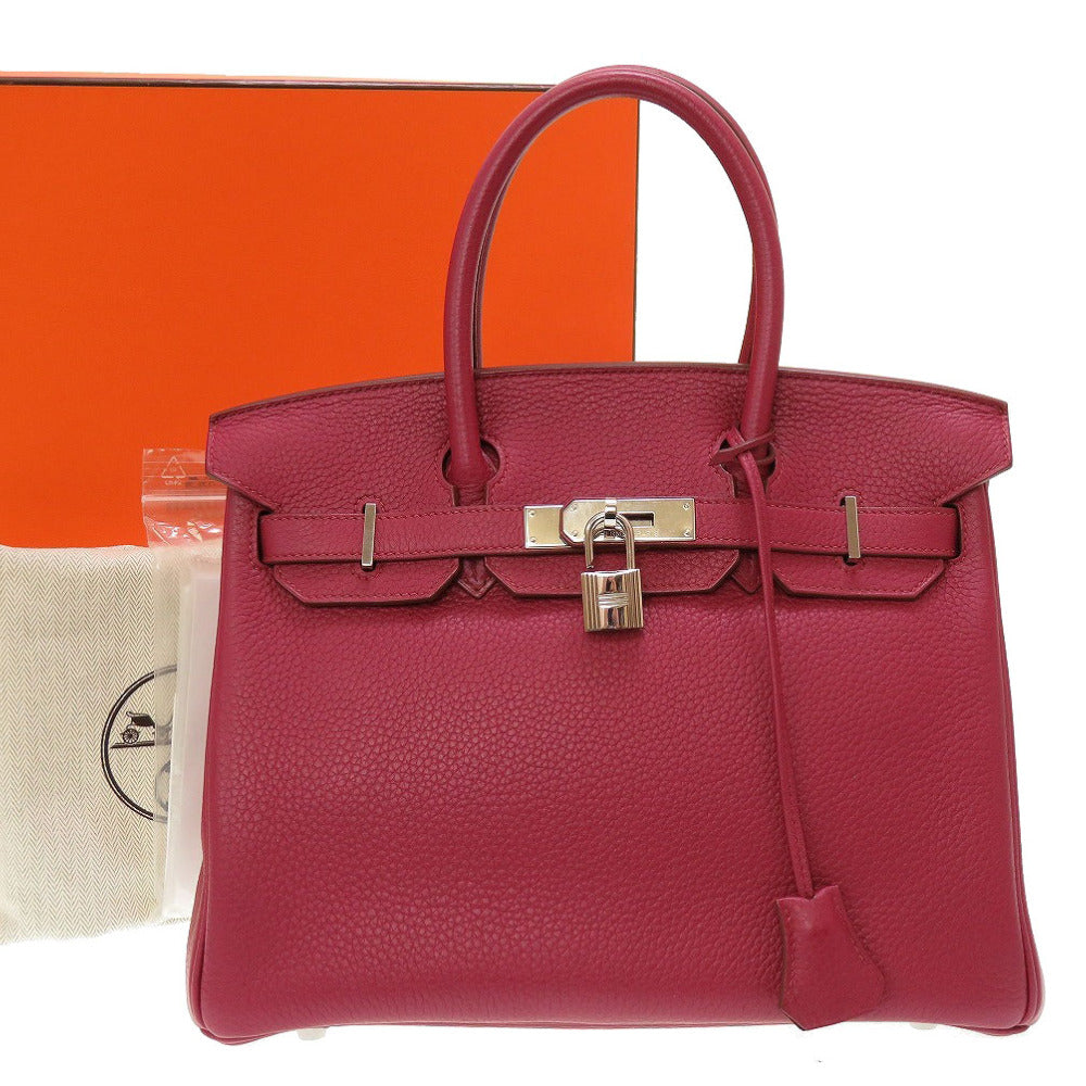 美品 エルメス バーキン30 トリヨンクレマンス ルビー シルバー金具 □N刻印 ハンドバッグ バッグ 0077 【中古】 HERMES