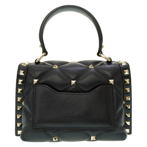 美品 ヴァレンティノ ロックスタッズ 2WAY ショルダー ハンドバッグ ハンドバッグ レザー ブラック 黒 0081【中古】VALENTINO ショルダーストラップ バレンチノ