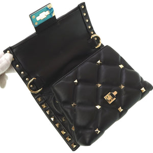 美品 ヴァレンティノ ロックスタッズ 2WAY ショルダー ハンドバッグ ハンドバッグ レザー ブラック 黒 0081【中古】VALENTINO ショルダーストラップ バレンチノ