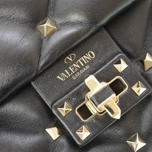 美品 ヴァレンティノ ロックスタッズ 2WAY ショルダー ハンドバッグ ハンドバッグ レザー ブラック 黒 0081【中古】VALENTINO ショルダーストラップ バレンチノ