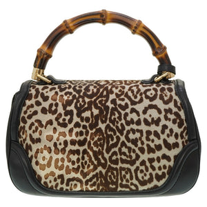 グッチ ニューバンブー 254884 ショルダー ハンドバッグ ハラコ/レザー レオパード柄 タッセルチャーム  0083【中古】GUCCI ストラップ