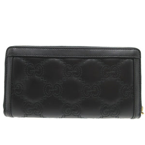 未使用 グッチ GGマトラッセ レザー ブラック 黒 ラウンドファスナー長財布 財布 0090【中古】GUCCI
