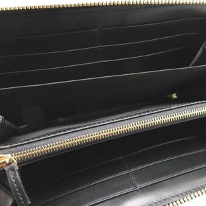 未使用 グッチ GGマトラッセ レザー ブラック 黒 ラウンドファスナー長財布 財布 0090【中古】GUCCI