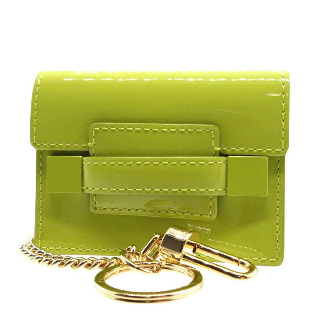 新品同様 デルヴォー AE0103ACP0 マダム パテントレザー ライトグリーン 緑 バッグチャーム キーホルダー 0091【中古】DELVAUX