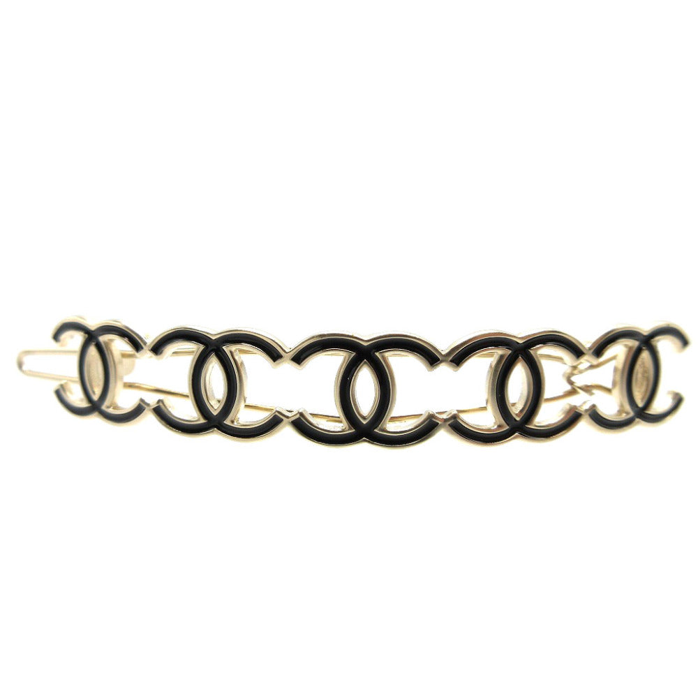 新品同様 シャネル ココマーク B16P メタル ブラック 黒 ゴールド金具 バレッタ 0093【中古】CHANEL