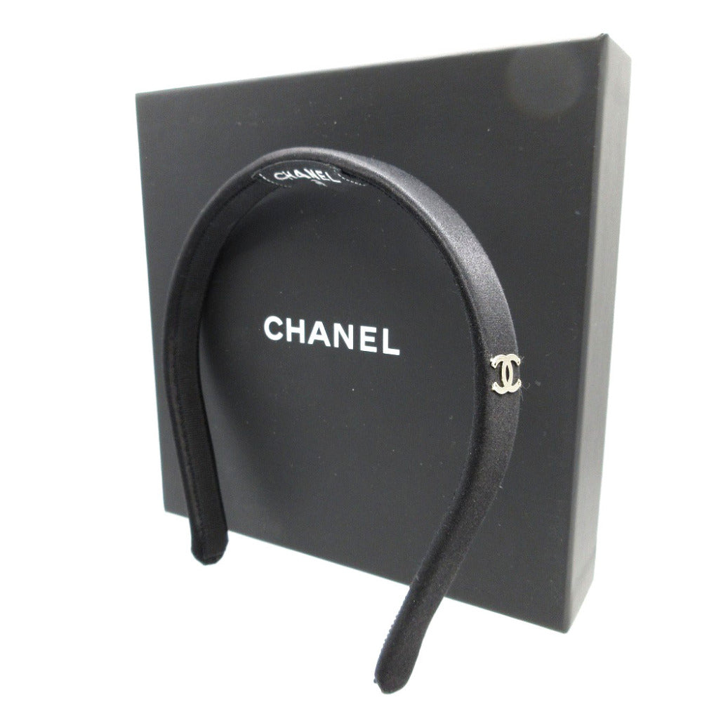 新品同様 シャネル 23A コットン シルク ブラック 黒 カチューシャ 0094【中古】CHANEL