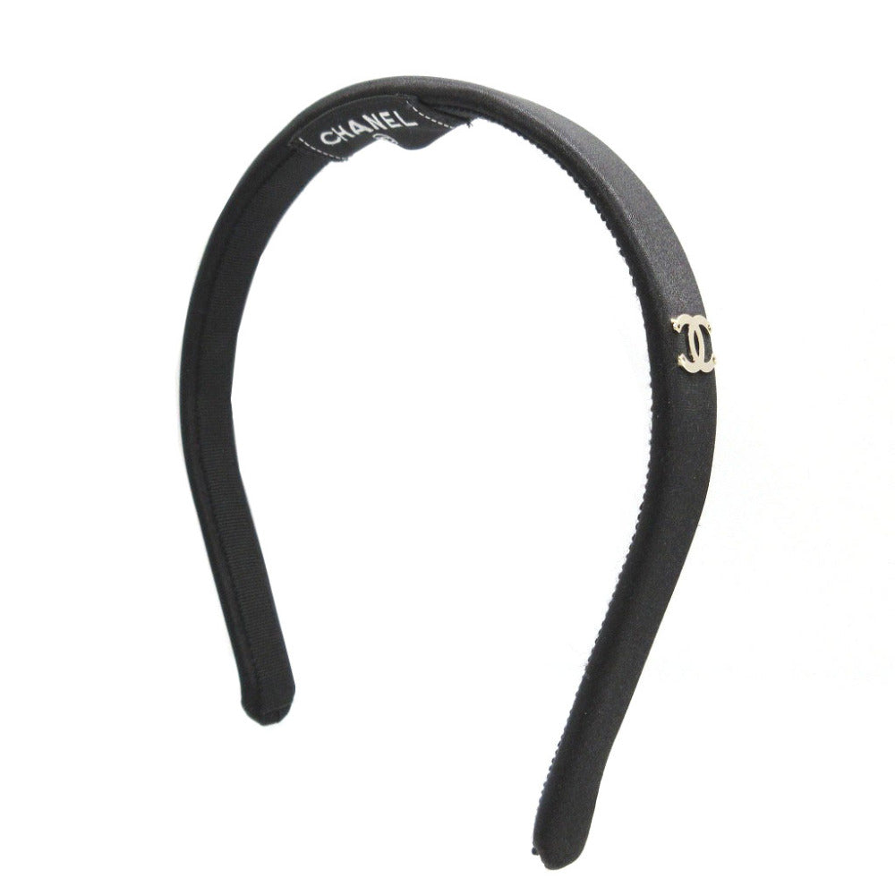 新品同様 シャネル 23A コットン シルク ブラック 黒 カチューシャ 0094【中古】CHANEL