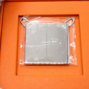 新品同様 エルメス Hロゴ シンボル ペア レザー メタル オレンジ シルバー 2001年銀座限定 ネックレス 0101【中古】HERMES