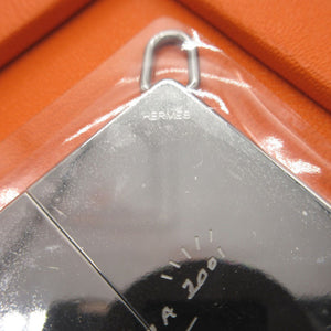 新品同様 エルメス Hロゴ シンボル ペア レザー メタル オレンジ シルバー 2001年銀座限定 ネックレス 0101【中古】HERMES