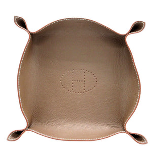 新品同様 エルメス ヴィドポッシュ T刻印(2015年製) レザー エトゥープ オレンジ トレイ 小物 0103【中古】HERMES