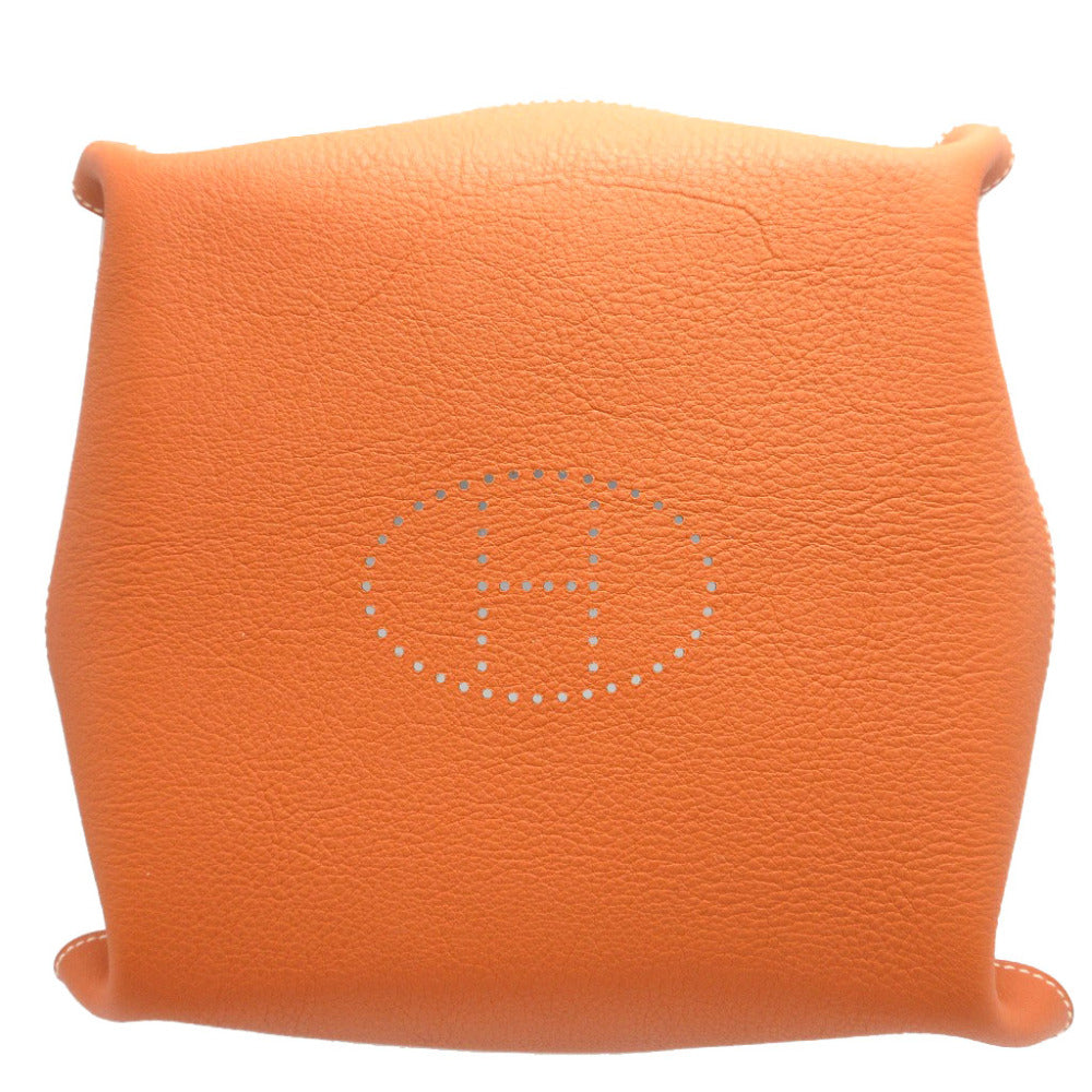 新品同様 エルメス ヴィドポッシュ T刻印(2015年製) レザー エトゥープ オレンジ トレイ 小物 0103【中古】HERMES