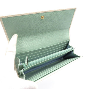 新品同様 グッチ GGマーモント コンチネンタルウォレット 456116 レザー ゴールド金具 ホワイト 白 グリーン 長財布 0109【中古】GUCCI