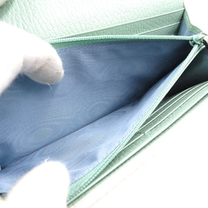 新品同様 グッチ GGマーモント コンチネンタルウォレット 456116 レザー ゴールド金具 ホワイト 白 グリーン 長財布 0109【中古】GUCCI