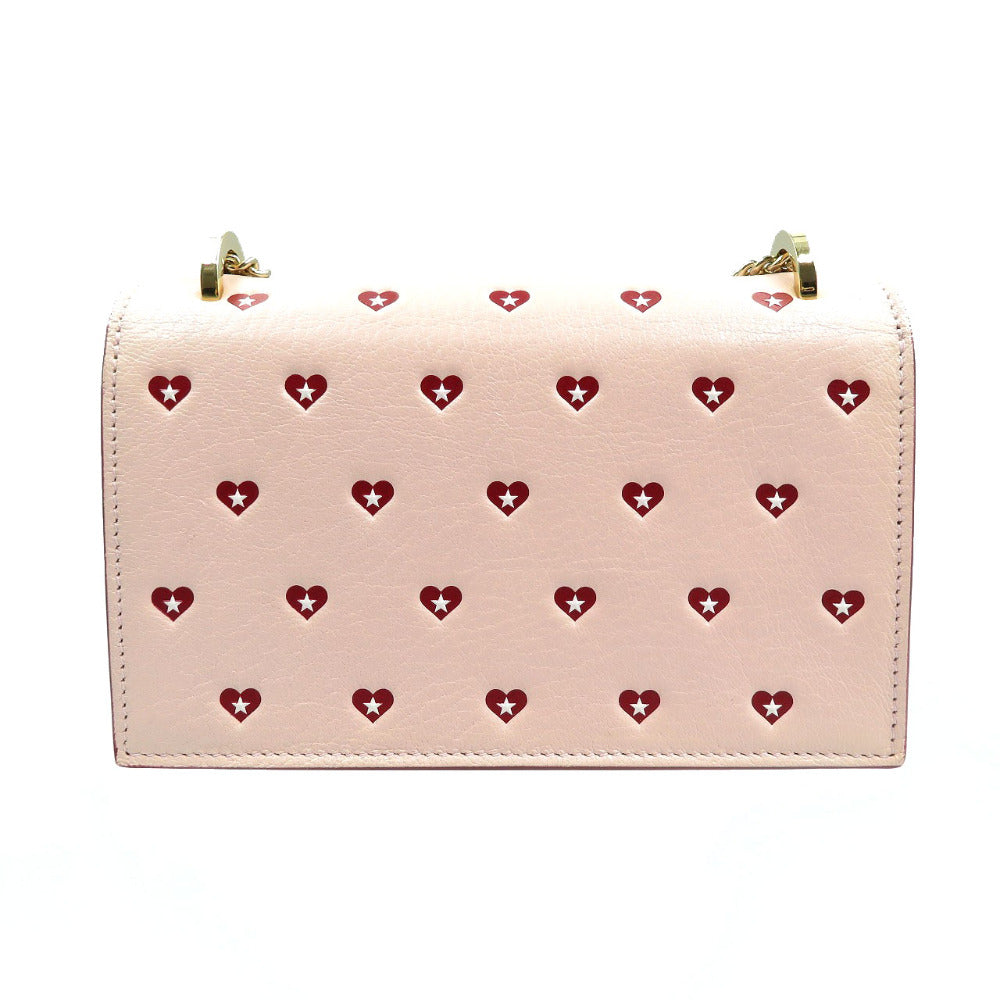 美品 ジミーチュウ フィンリー 2017年バレンタイン限定 Sweet Heart レザー ゴールド金具 ピンク チェーンショルダーバッグ 0112【中古】JIMMY CHOO