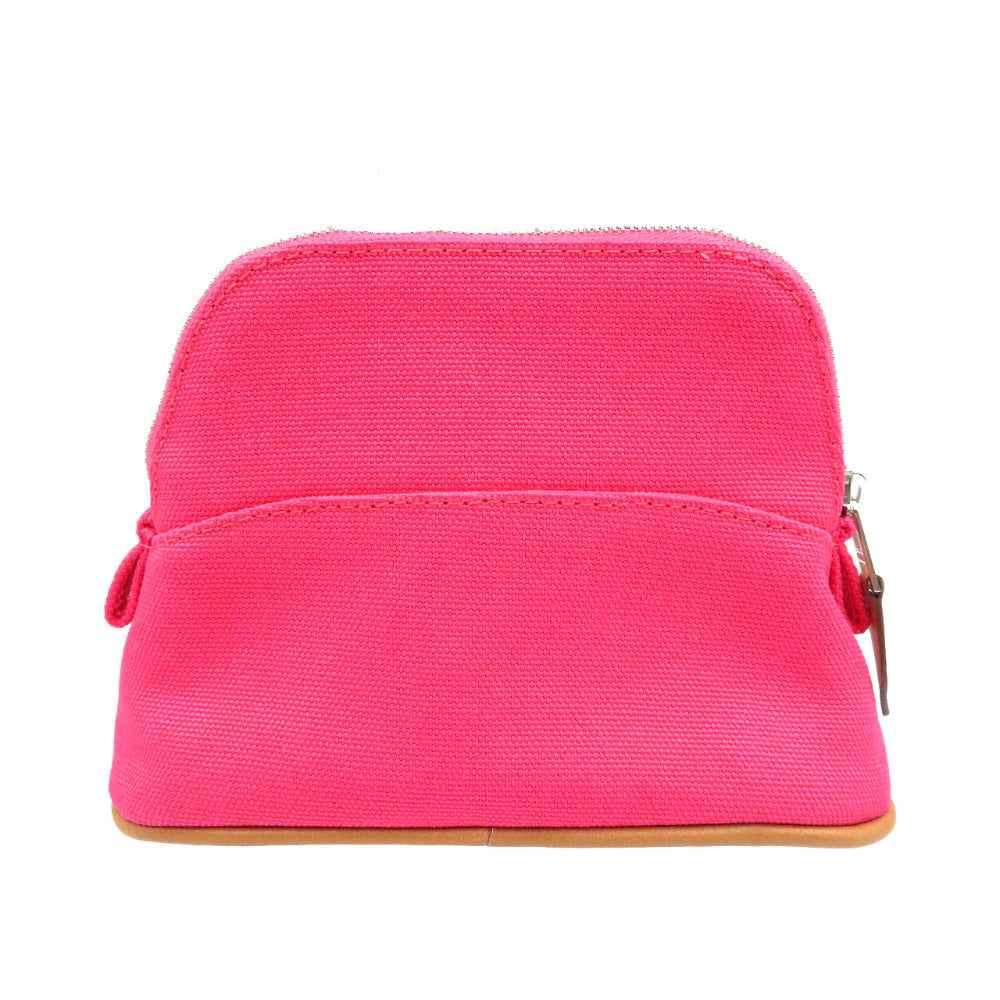 未使用 エルメス ボリードポーチ ミニミニ キャンバス シルバー金具 ピンク ポーチ 0117【中古】HERMES