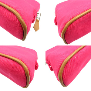 未使用 エルメス ボリードポーチ ミニミニ キャンバス シルバー金具 ピンク ポーチ 0117【中古】HERMES