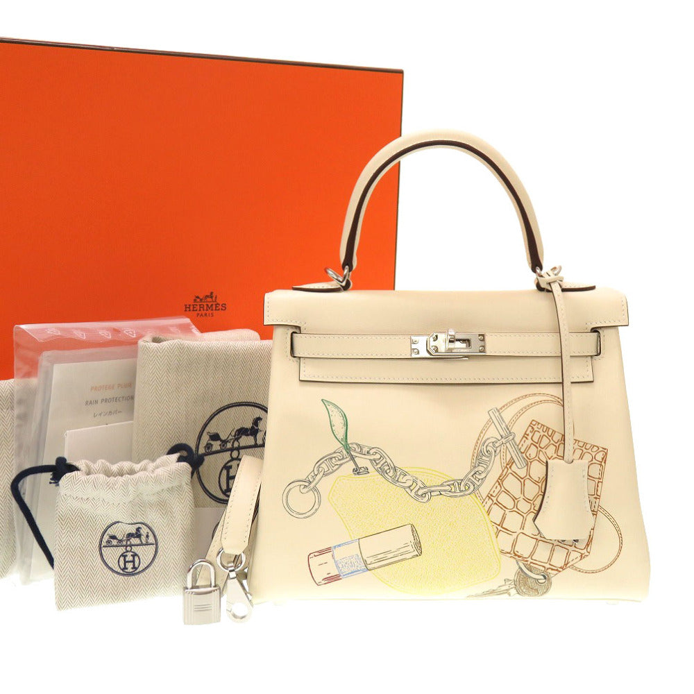 未使用 エルメス ケリー25 内縫い インアンドアウト ヴォ―スイフト ナタ シルバー金具 U刻印(2022年製) ハンドバッグ バッグ 0130 【中古】 HERMES