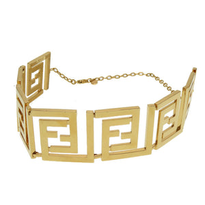 美品 フェンディ × ヴェルサーチ フェンダーチェ ロゴ ゴールド チョーカー ネックレス 0132 【中古】 FENDI