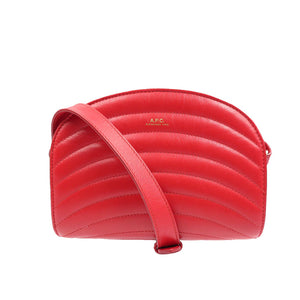 アーペーセー ハーフムーン レザー ゴールド金具 レッド 赤 ショルダーバッグ 0180【中古】A.P.C