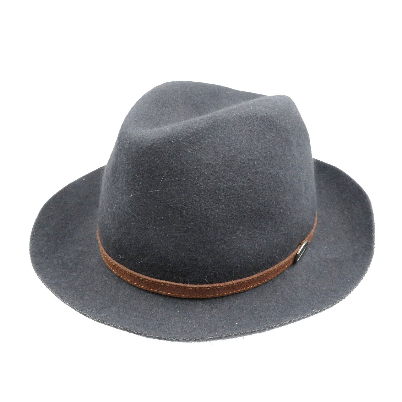 美品 ボルサリーノ イタリア製 ラビットファー ブラック ブラウン 中折れハット 0184【中古】BORSALINO