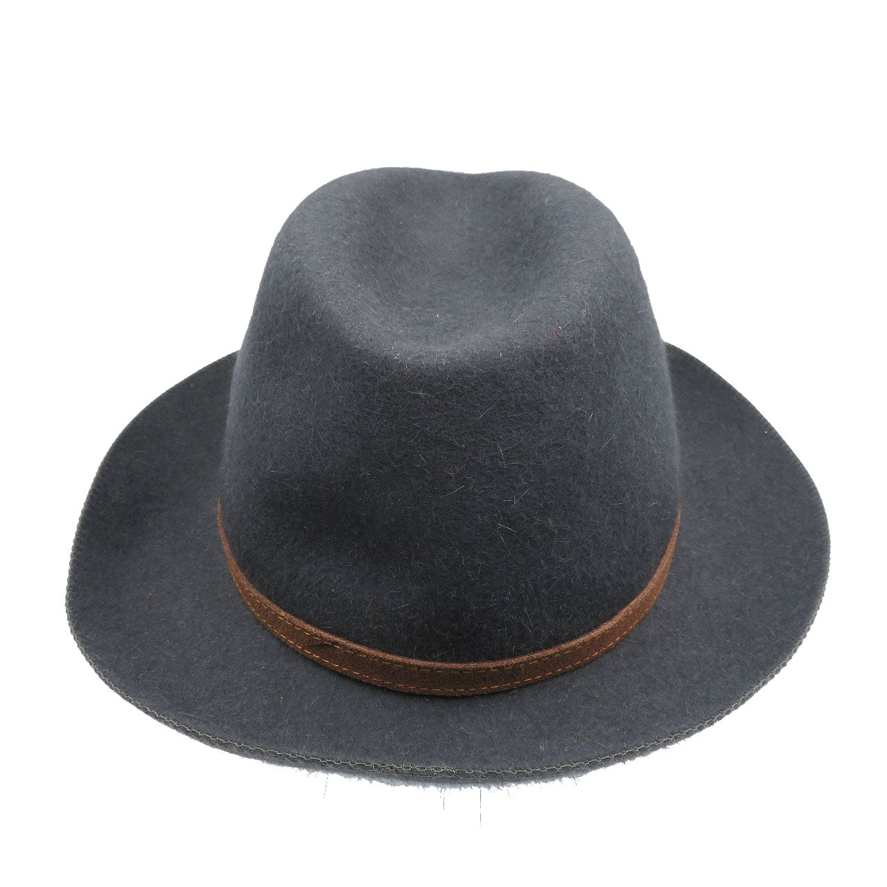 美品 ボルサリーノ イタリア製 ラビットファー ブラック ブラウン 中折れハット 0184【中古】BORSALINO