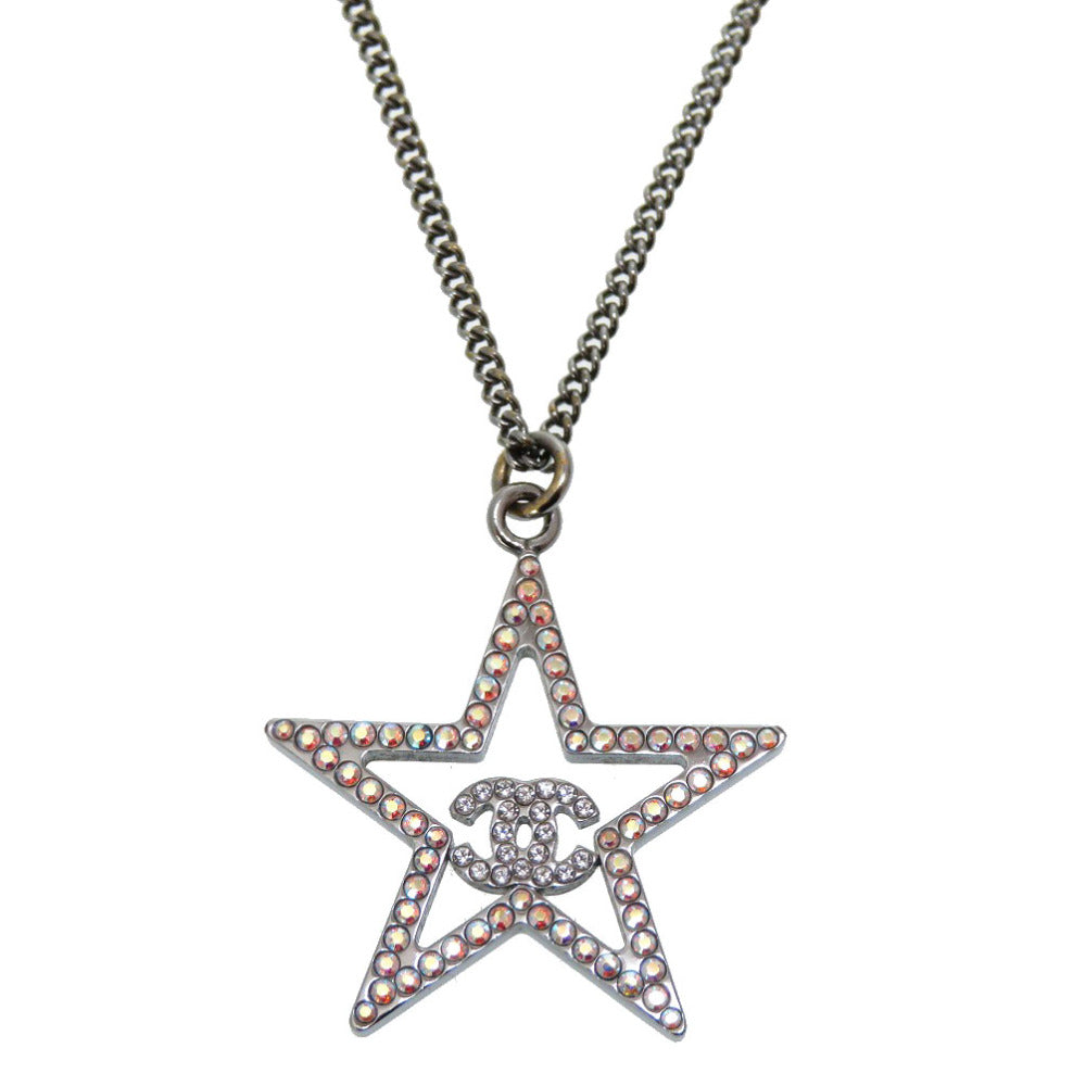 シャネル ココマーク スター ストーン シルバー B17 ネックレス アクセサリー 0242 【中古】 CHANEL