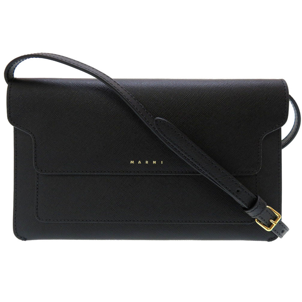 未使用 マルニ トランク レザー ブラック ショルダーバッグ バッグ 黒 0244 【中古】 MARNI