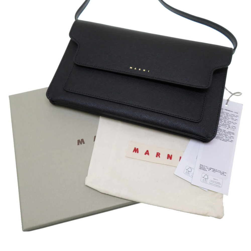 未使用 マルニ トランク レザー ブラック ショルダーバッグ バッグ 黒 0244 【中古】 MARNI
