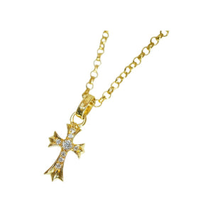 美品クロムハーツ CHクロス ベビーファット ダイヤ 22K ネックチェーン 20inch ネックレス イエローゴールド/純正ダイヤモンド ジュエリー 0001【中古】CHROME HEARTS アクセサリー