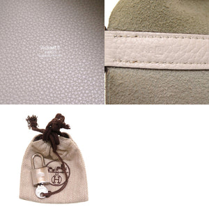 美品 エルメス ピコタンロックカザックMM トリヨンクレマンス ブラン パールグレー シルバー金具 □P刻印 ハンドバッグ バッグ 0007 【中古】 HERMES