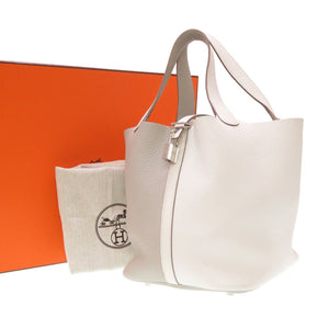 美品 エルメス ピコタンロックカザックMM トリヨンクレマンス ブラン パールグレー シルバー金具 □P刻印 ハンドバッグ バッグ 0007 【中古】 HERMES