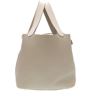 美品 エルメス ピコタンロックカザックMM トリヨンクレマンス ブラン パールグレー シルバー金具 □P刻印 ハンドバッグ バッグ 0007 【中古】 HERMES