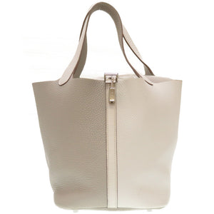 美品 エルメス ピコタンロックカザックMM トリヨンクレマンス ブラン パールグレー シルバー金具 □P刻印 ハンドバッグ バッグ 0007 【中古】 HERMES