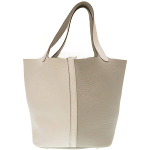 美品 エルメス ピコタンロックカザックMM トリヨンクレマンス ブラン パールグレー シルバー金具 □P刻印 ハンドバッグ バッグ 0007 【中古】 HERMES