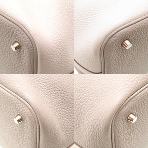 美品 エルメス ピコタンロックカザックMM トリヨンクレマンス ブラン パールグレー シルバー金具 □P刻印 ハンドバッグ バッグ 0007 【中古】 HERMES