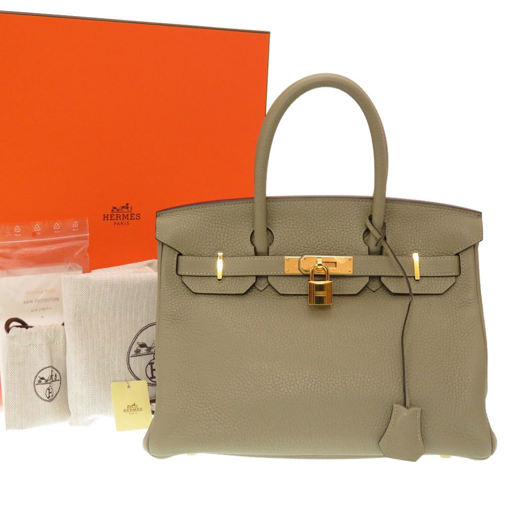 美品 エルメス バーキン30 トリヨンクレマンス セージ ゴールド金具 X刻印(2016年製) ハンドバッグ バッグ 0008 【中古】 HERMES ソーゼ