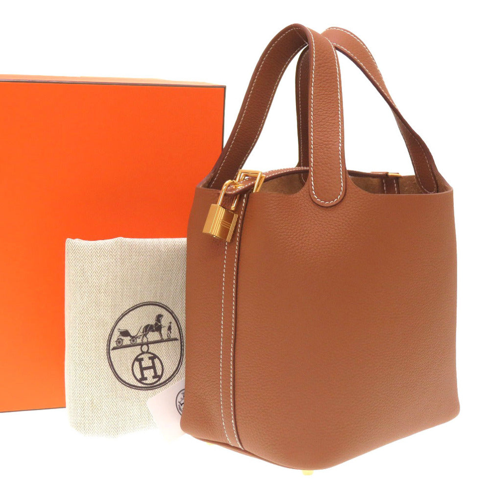 未使用 エルメス ピコタンロックPM トリヨンモーリス ゴールド ゴールド金具 B刻印(2023年製) ハンドバッグ バッグ 茶 0010 【中古】 HERMES