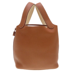 新品同様 エルメス ピコタンロックPM エクラ トリヨンクレマンス ヴォ―スイフト ゴールド ナタ シルバー金具 Y刻印(2020年製) ハンドバッグ バッグ 茶 0012 【中古】 HERMES