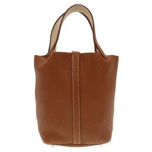 新品同様 エルメス ピコタンロックPM エクラ トリヨンクレマンス ヴォ―スイフト ゴールド ナタ シルバー金具 Y刻印(2020年製) ハンドバッグ バッグ 茶 0012 【中古】 HERMES