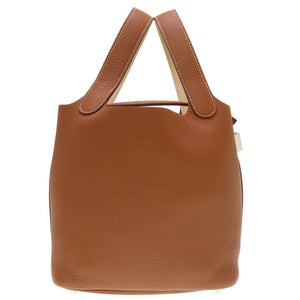 新品同様 エルメス ピコタンロックPM エクラ トリヨンクレマンス ヴォ―スイフト ゴールド ナタ シルバー金具 Y刻印(2020年製) ハンドバッグ バッグ 茶 0012 【中古】 HERMES